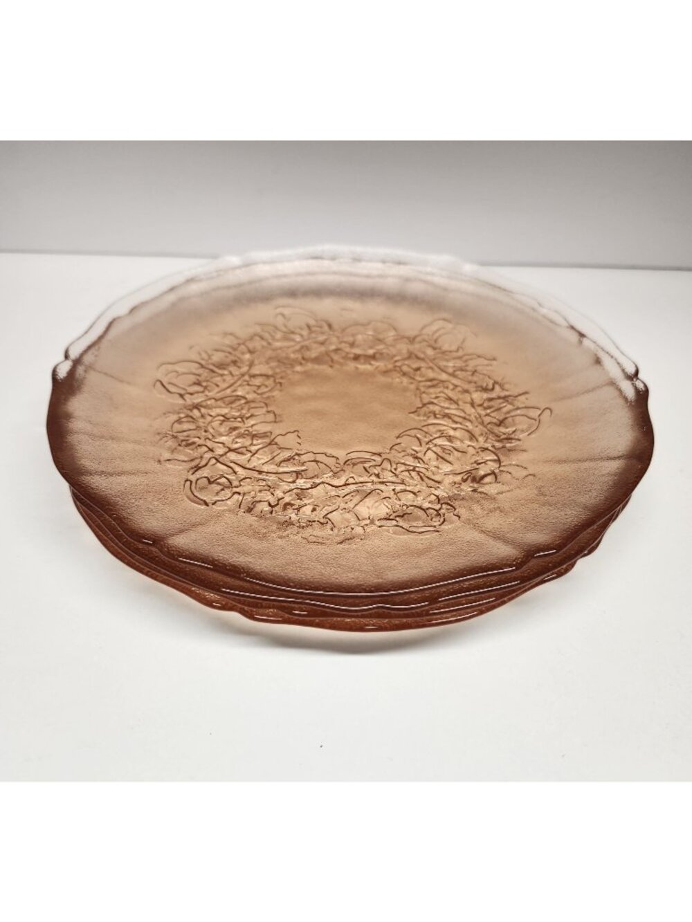 Arcoroc Rosa Pink Glass 7.5" Salad Plates Rosaline France (4)